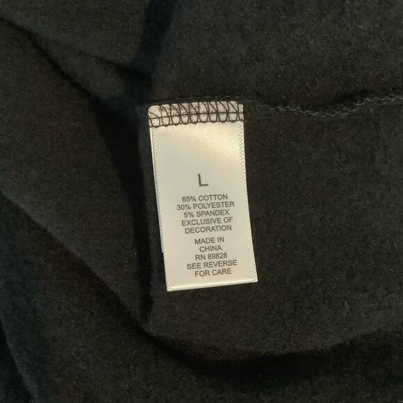 LOGO Lori Goldstein Black French Terry Pullover Neck Tie Kangaroo Pocket Large - Picture 7 of 7